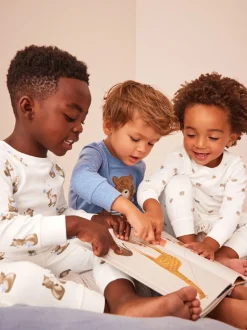 Lichtblauw met beer - Verpakking van 3 knusse pyjama's (9mnd-6jr)