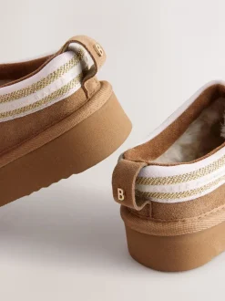 Lichtbruin - Baker by Ted Baker waterafstotende suède muilklomp-pantoffels voor meisjes