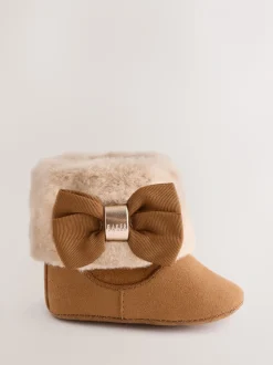Lichtbruin - Baker by Ted Baker gewatteerde laarsjes met imitatiebont voor babymeisjes