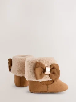 Lichtbruin - Baker by Ted Baker gewatteerde laarsjes met imitatiebont voor babymeisjes