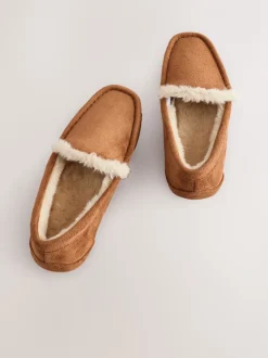 Lichtbruin - Behaaglijke pantoffels met mocassin