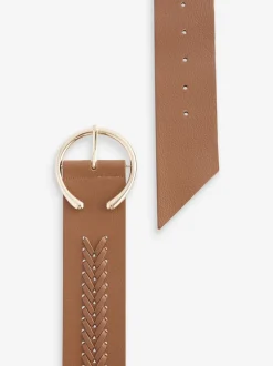 Lichtbruin - Brede riem met vlechtdetail