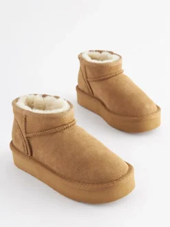 Lichtbruin - Lage schoenen mini warmgevoerde waterafstotende suède Boots
