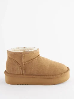 Lichtbruin - Lage schoenen mini warmgevoerde waterafstotende suède Boots