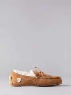 Lichtbruin - Lakeland leren mocassins met schapenvacht voor heren