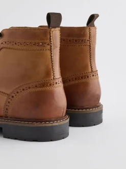 Lichtbruin - Leren brogue laarzen