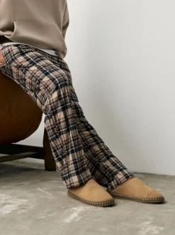 Lichtbruin - Microsuede Taped Mule Slippers