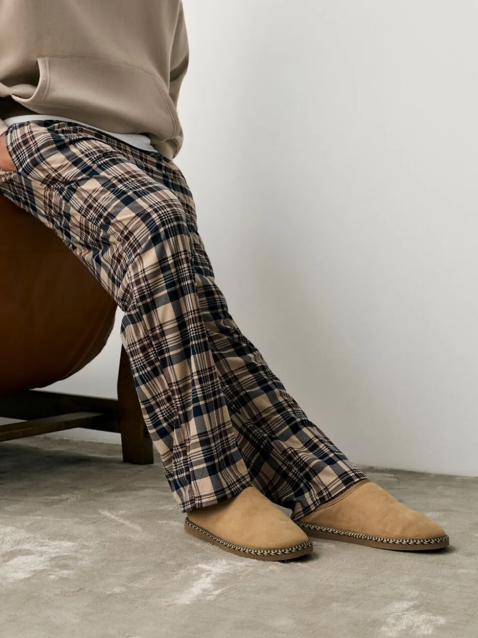 Lichtbruin - Microsuede Taped Mule Slippers