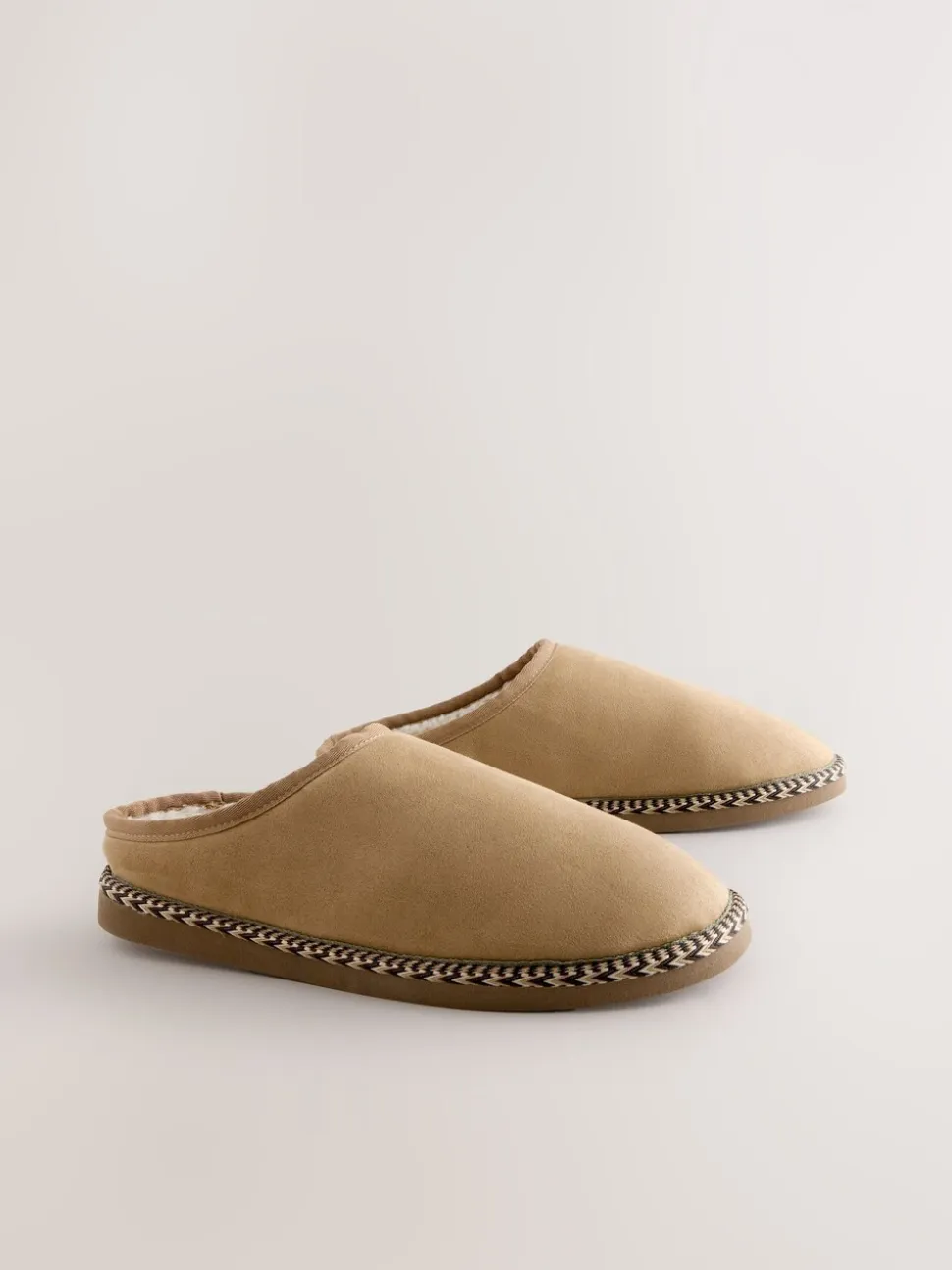 Lichtbruin - Microsuede Taped Mule Slippers