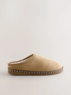 Lichtbruin - Microsuede Taped Mule Slippers