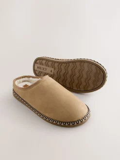 Lichtbruin - Microsuede Taped Mule Slippers