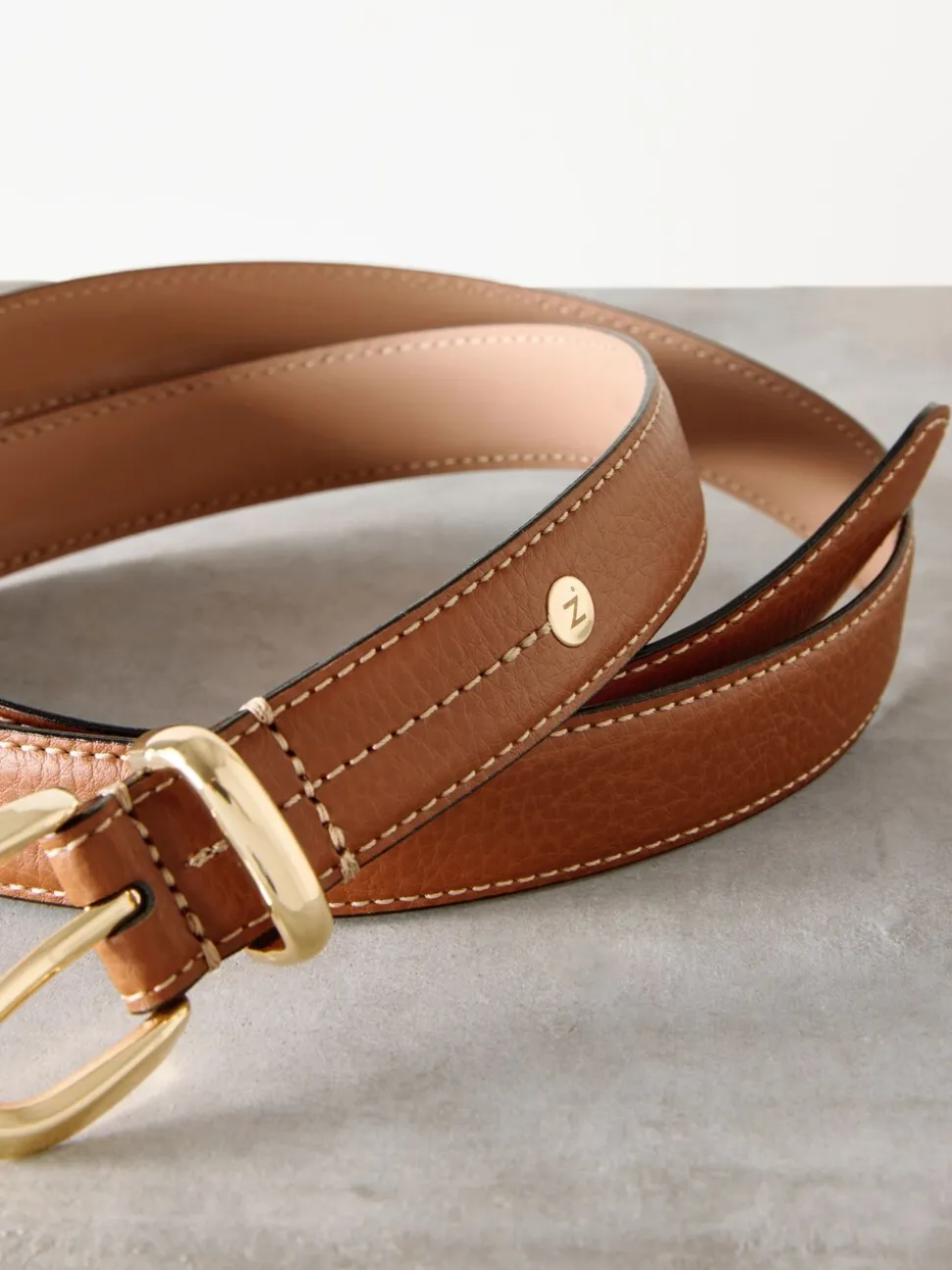 Lichtbruin - N. Premium Made In Italië riem met gemiddelde breedte
