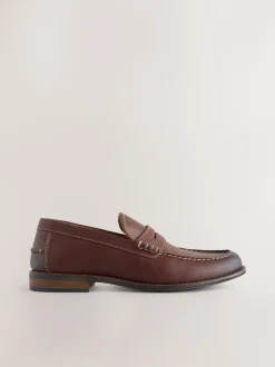 Lichtbruin - Penny-loafers met contrasterende stiksels