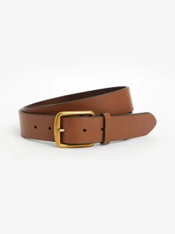Lichtbruin - Polo Ralph Lauren - Saddle leren riem met logo