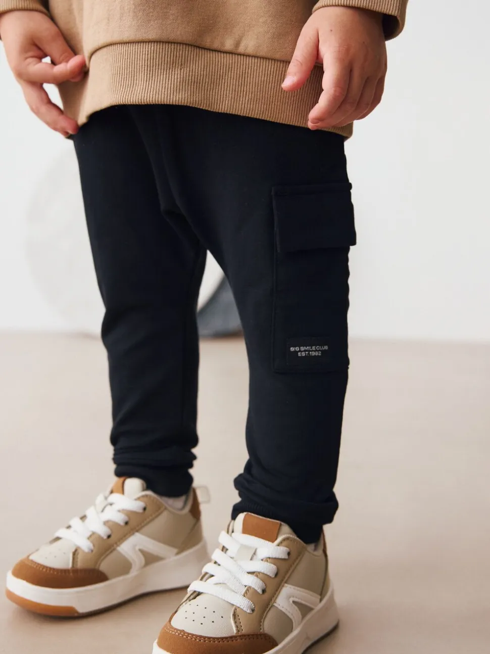 Lichtbruin - Set van top met halve rits en joggingbroek (3mnd-7jr)
