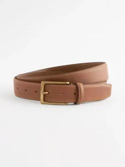 Lichtbruin - Signature leren riem met contrastnaden