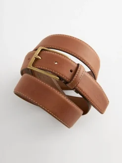 Lichtbruin - Signature leren riem met contrastnaden