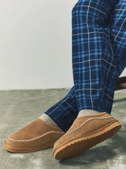 Lichtbruin - Signature Suede Stitch Detail Slippers