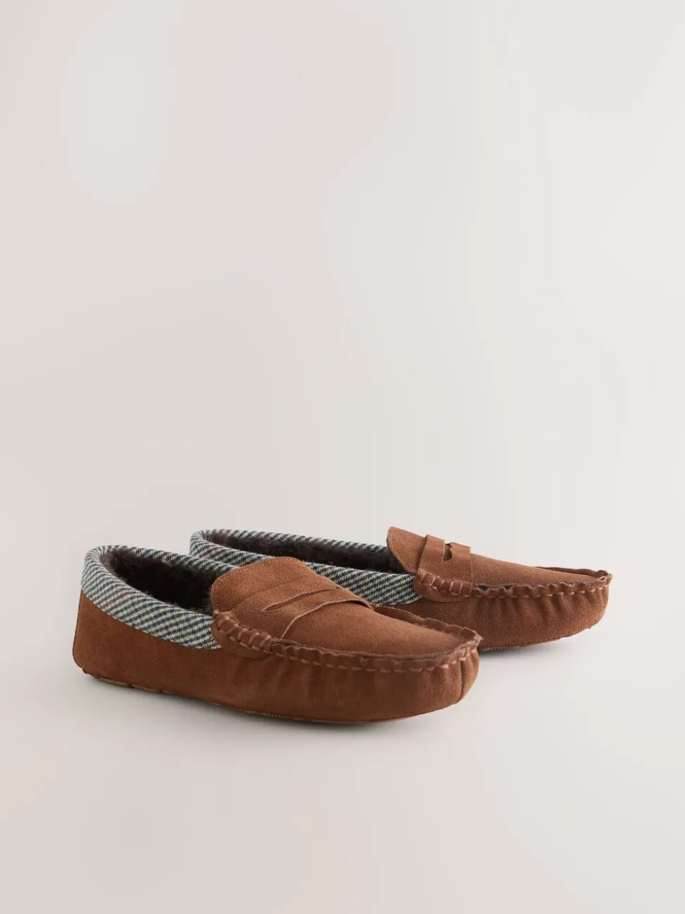 Lichtbruin - Signature Suede Fabric Trim Moccasin Slippers