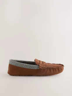 Lichtbruin - Signature Suede Fabric Trim Moccasin Slippers