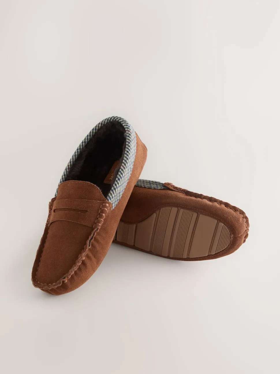 Lichtbruin - Signature Suede Fabric Trim Moccasin Slippers