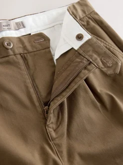 Lichtbruin - Single Pleated Stretch Chinos Trousers