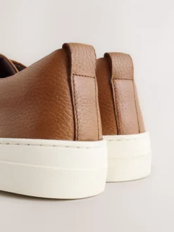 Lichtbruin - Smart Casual Toe Cap Leather Longline Trainers