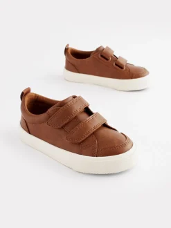Lichtbruin - Sneakers met twee klittenbandjes