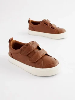 Lichtbruin - Sneakers met twee klittenbandjes