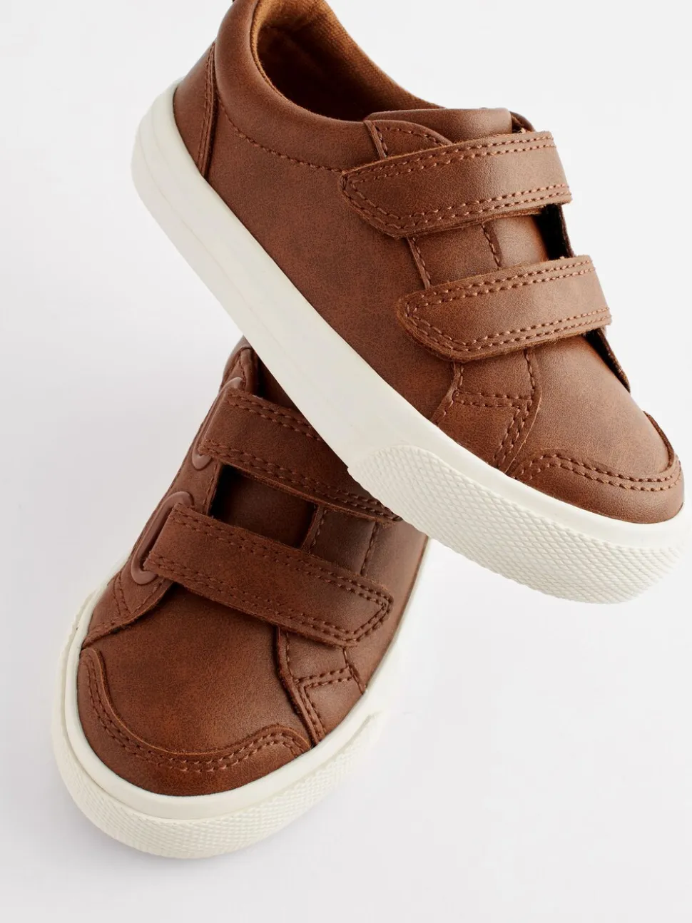 Lichtbruin - Sneakers met twee klittenbandjes