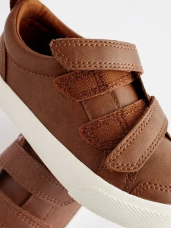 Lichtbruin - Sneakers met twee klittenbandjes
