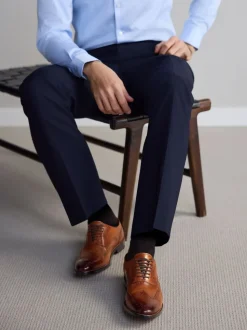 Lichtbruin - Standaard pasvorm - Signature Italiaans leren brogues met gevleugelde neus