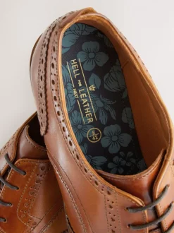 Lichtbruin - Standaard pasvorm - Brogues van leer met contrasterende zool