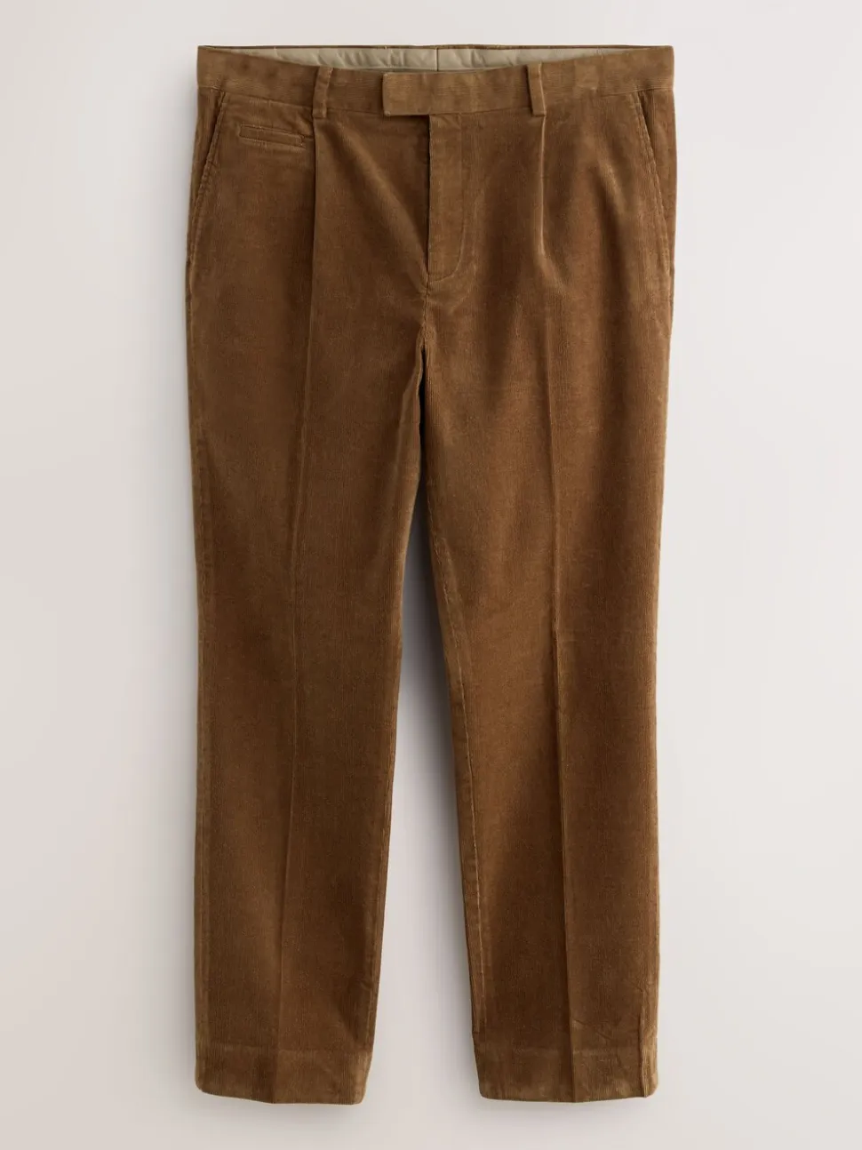Lichtbruin - Straight Fit Smart Cotton Rich Cord Trousers