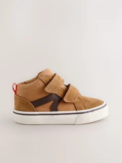 Lichtbruin - Suède hoge sneakers met klittenbandsluiting