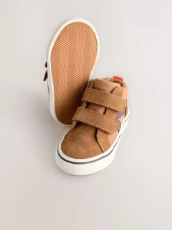 Lichtbruin - Suède hoge sneakers met klittenbandsluiting