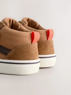 Lichtbruin - Suède hoge sneakers met klittenbandsluiting