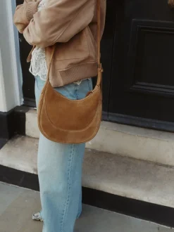 Lichtbruin - Suede Scoop Cross-Body Bag