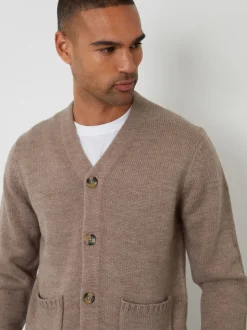 Lichtbruin - Threadbare Knitted V-Neck Cardigan
