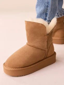 Lichtbruin - Waterafstotende suède Boots van echte schapenvacht