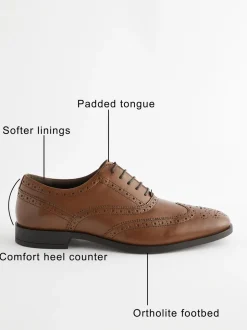 Lichtbruin - Wijde pasvorm - Leren Oxford brogues