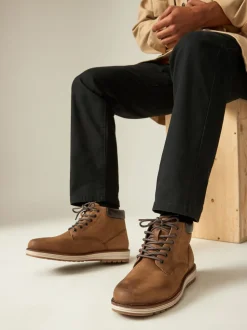Lichtbruin/bruin - Leren hoge schoenen
