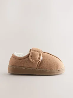 Lichtbruin/bruin - Warm gevoerde pantoffels met kuipzool