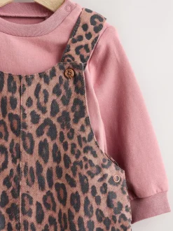 Lichtbruine luipaardprint - Baby Bodysuit met lange mouwen en bretelbroeken Set (0mnd-2jr)