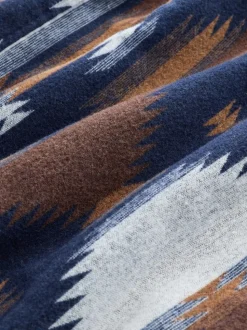 Lichtbruin/Marineblauw Ikat-patroon - Gevoerde shacket (3-16jr)