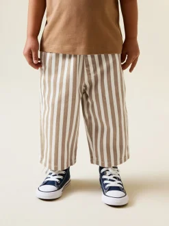 Lichtbruin/wit gestreept - Wijde broek met elastische taille (3mnd-7jr)