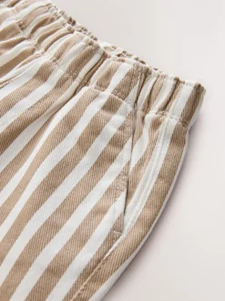 Lichtbruin/wit gestreept - Wijde broek met elastische taille (3mnd-7jr)