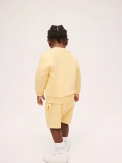 Lichtgeel - Plain Crew Neck Sweatshirt and Shorts Set (3mths-7yrs)