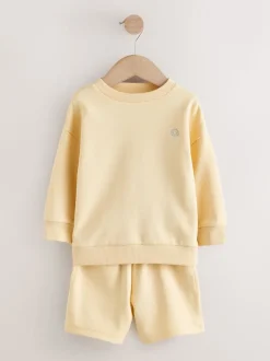 Lichtgeel - Plain Crew Neck Sweatshirt and Shorts Set (3mths-7yrs)