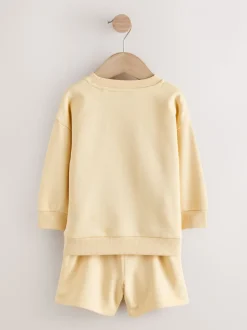 Lichtgeel - Plain Crew Neck Sweatshirt and Shorts Set (3mths-7yrs)